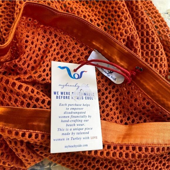 My Beachy Side Camelia Maxi Skirt mesh fringe rust midi resort NWT M swim - Picture 9 of 9